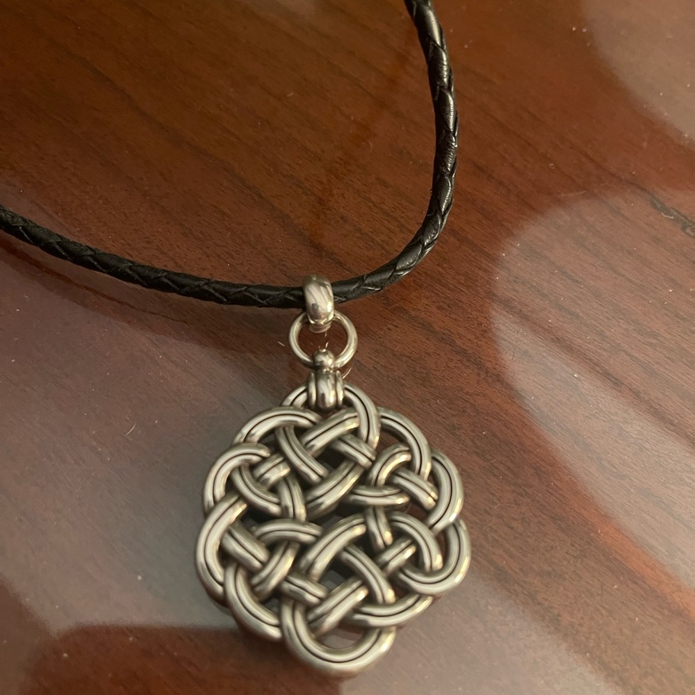 Celtic knot Brighton necklace with black leather m